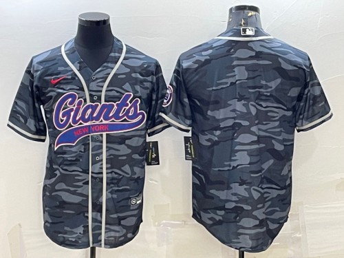 Men's New York Giants Blank Gray Camo With Patch Cool Base Stitched Baseball Jersey
